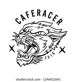 riding cafe racer motorcycle vintage design illustration helmet
