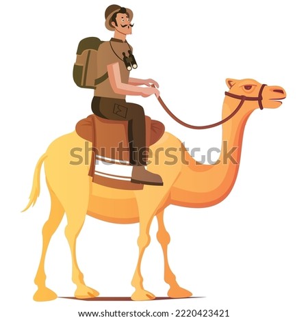 riding with camel man vector graphics illustration