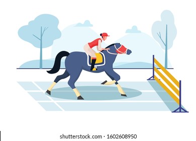 Riding concept with character. Can use for web banner, mobile app, hero images. Flat vector illustration on white background.