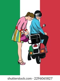 riding couple and Italian flag