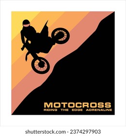 Riding the Edge A Visual Ode to Motocross Enthusiasm Simple Vector Illustration