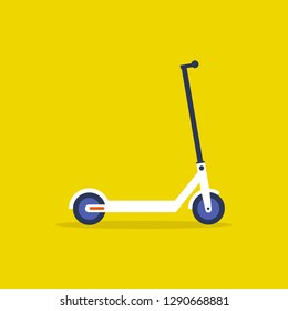 Riding an electric scooter. Urban  transportation. Modern technologies. Millennial lifestyle. Flat editable vector illustration, clip art