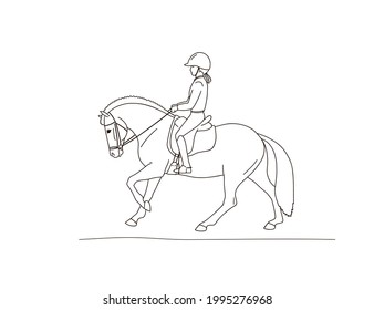 Riding girl are training fjord horse