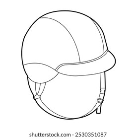 Riding Half Helmet Equestrian Hat with chin band. Head Fashion accessory cap clothing technical illustration. Vector headgear for Men, women style, flat template CAD mockup sketch outline isolated