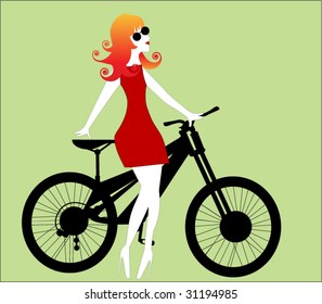 riding her bike