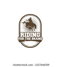 Riding horse cowboy logo vintage