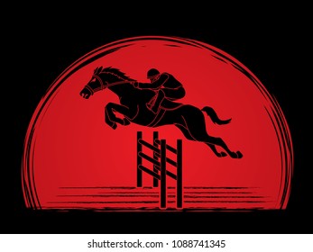 Riding horse, Race horse, Jockey Equestrian designed on sunlight background graphic vector.
