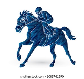 Riding horse, Race horse, Jockey Equestrian designed using grunge brush graphic vector.