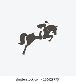 Riding horse sport simple and flat icon logo design vector