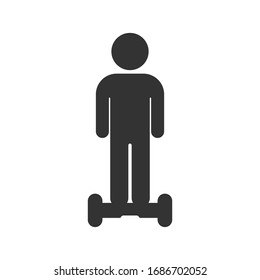 Riding Hoverboard Symbol. Selbstbalancierendes Verkehrssymbol, modern, einfach, Vektorillustration, Icon für Website-Design, mobile App, ui. Vektorillustration-Illustration
