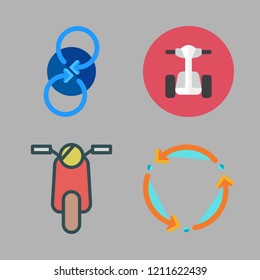 riding icon set. vector set about scooter, spin and segway icons set.