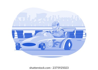 Riding A Karting Illustration concept. A flat illustration isolated on white background
