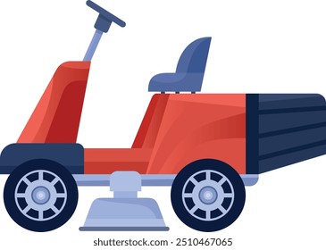 Riding lawn cut mover machine cartoon icon isolated on white background