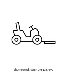 Riding Lawn Mower Icon In Flat Black Line Style, Isolated On White Background 