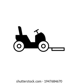 Riding Lawn Mower Icon In Solid Black Flat Shape Glyph Icon, Isolated On White Background 