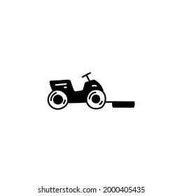 Riding Lawn Mower Icon In Solid Black Flat Shape Glyph Icon, Isolated On White Background 