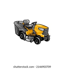 riding lawn mower illustration vector