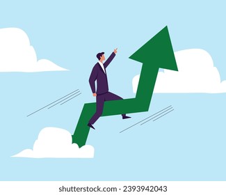 Riding market up trend, risk and uncertainty, stock market or cryptocurrency volatility, price movement, risk management concept