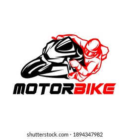 riding motor bike logo vector icon