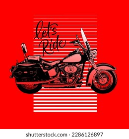 Riding motorbike  custom, vector Illustration