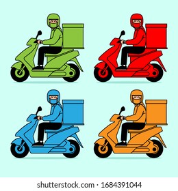 Riding motorcycle shipping fast delivery vector illustration design 