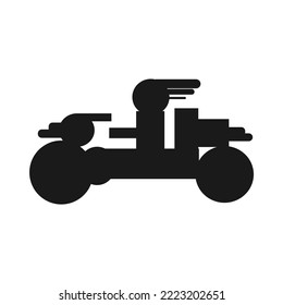 Riding Motorcycle silhouette in shape combined design style, drawed by kids on computer application.