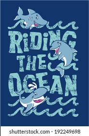 Riding the ocean - artwork for children wear in custom colors