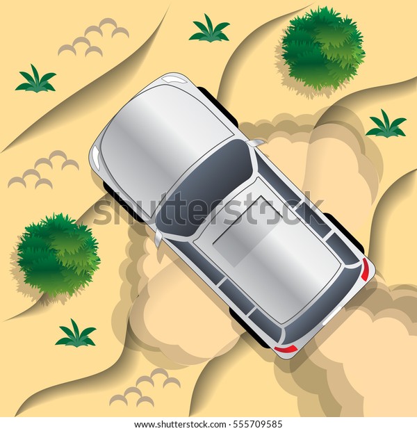 Riding\
off-road. View from above. Vector\
illustration.