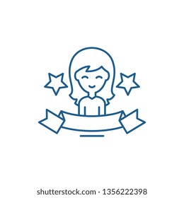Riding on the board line icon concept. Riding on the board flat  vector symbol, sign, outline illustration.