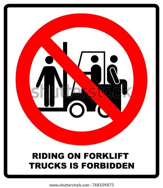 フォークリフトの乗車禁止の記号 労働安全衛生標識フォークリフトに乗るな 白い背景にベクターイラスト 警告バナー のベクター画像素材 ロイヤリティフリー