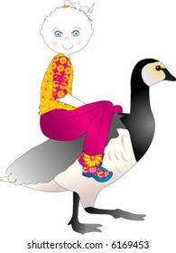 Riding on a goose
