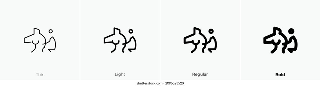 riding one icon. Thin, Light Regular And Bold style design isolated on white background