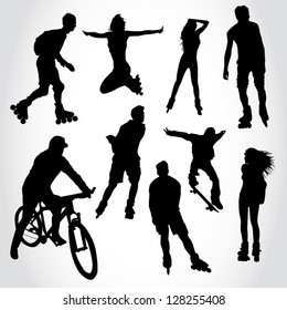 Riding people silhouettes