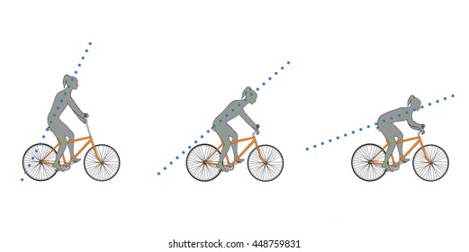 riding position on the bike in different styles. vector illustration