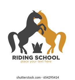 Riding school logotype with black and brown horses