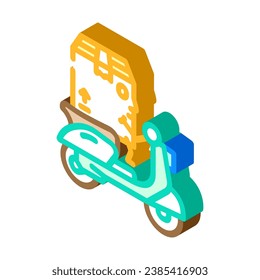 riding scooter cardboard box character isometric icon vector. riding scooter cardboard box character sign. isolated symbol illustration