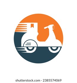 Riding a scooter delivery logo.  delivery logo vector template on white background