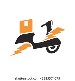 Montando el logo de la entrega de una moto.  plantilla vectorial de logotipo de entrega en fondo blanco