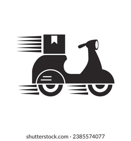 Riding a scooter delivery logo.  delivery logo vector template on white background