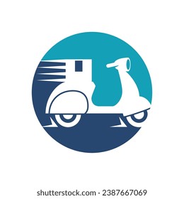 Riding a scooter delivery logo.  delivery logo vector template on white background