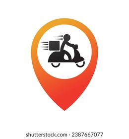 Montando el logo de la entrega de una moto.  plantilla vectorial de logotipo de entrega en fondo blanco