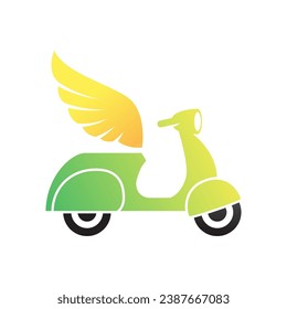 Montando el logo de la entrega de una moto.  plantilla vectorial de logotipo de entrega en fondo blanco