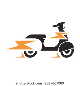 Riding a scooter delivery logo.  delivery logo vector template on white background