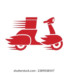 Riding a scooter delivery logo.  delivery logo vector template on white background