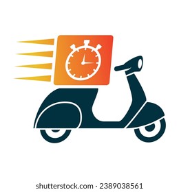 Riding a scooter delivery logo.  delivery logo vector template on white background