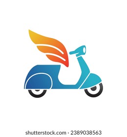 Riding a scooter delivery logo.  delivery logo vector template on white background