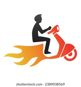 Riding a scooter delivery logo.  delivery logo vector template on white background