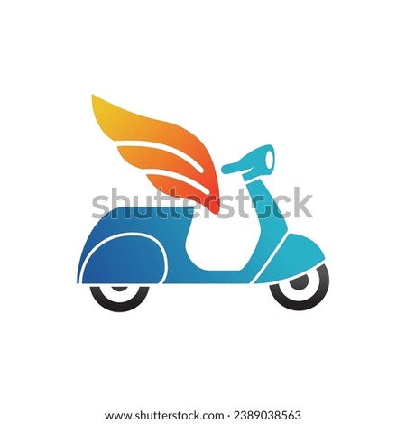 Riding a scooter delivery logo.  delivery logo vector template on white background