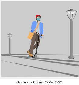 Riding a Scooter in the downtown