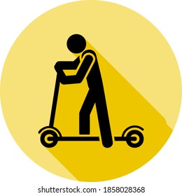 montando un icono de scooter en un estilo de sombra larga